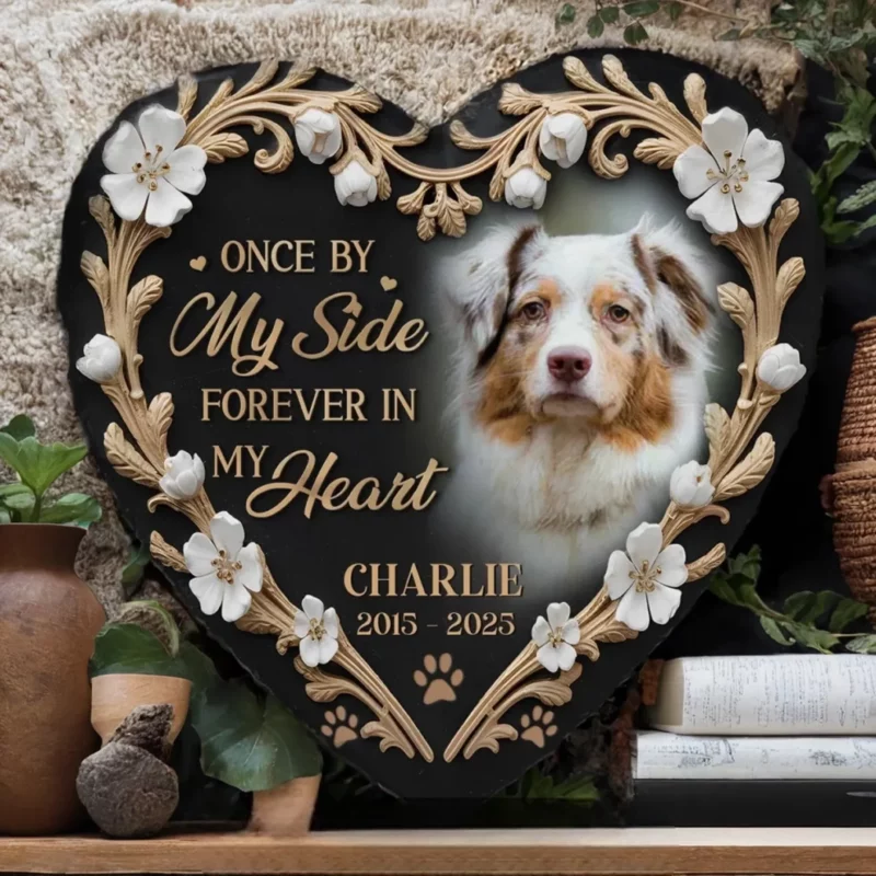 Custom Photo In Every Paw Print, A Memory - Custom Engraved Memorial Stone - Gift For Pet Owners, Pet Lovers - Image 2