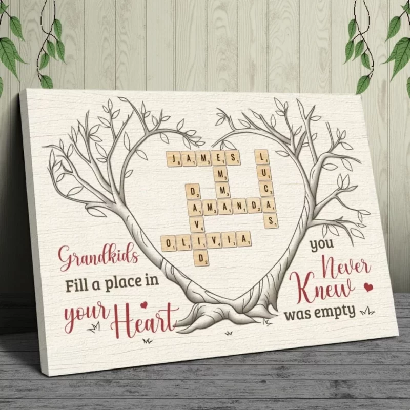 Grandchildren Fill Life With Laughter and Love - Custom Horizontal Canvas for Your Family - Perfect Gift for Grandma, Grandpa, Grandkid