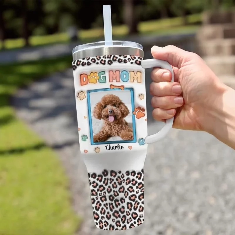 Custom Photo Celebrate the Moment - Personalized 40Oz Tumbler with 3D Dog & Cat Print - Great Gift Idea for Dog & Cat Lovers, Pet Owners - Image 3