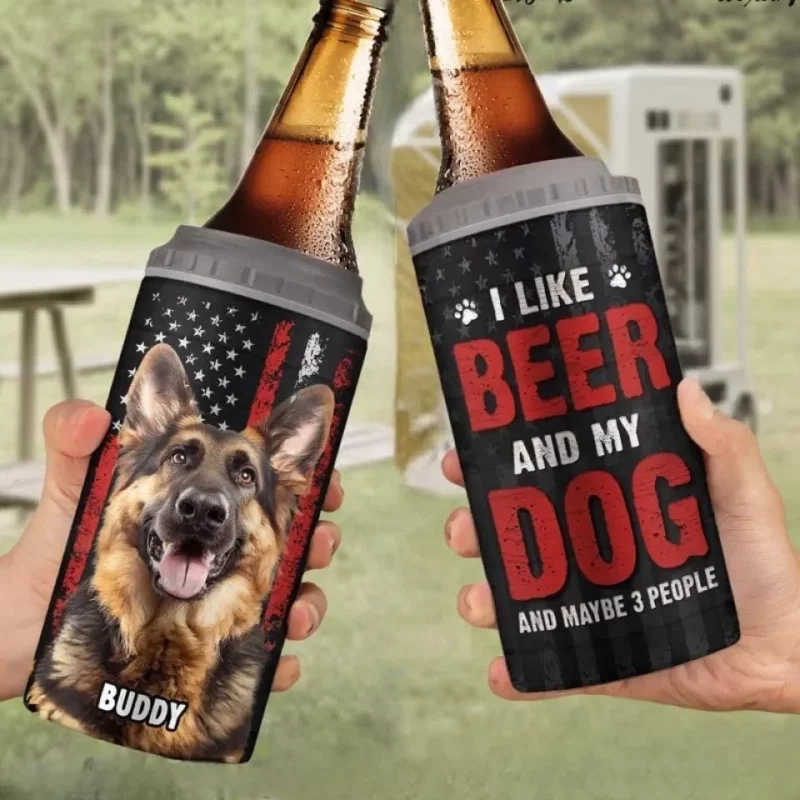 Custom Photo Pause Everything, I See a Pup - Dog Personalized Custom Can Cooler Tumbler - Father's Day, Gift For Pet Owners, Pet Lovers - Image 3