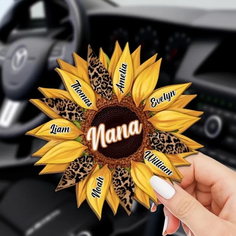 Golden Bloom - Customized Family Car Visor Clip - Mother's Day, Gift For Family Members, Mom, Grandma - Image 3