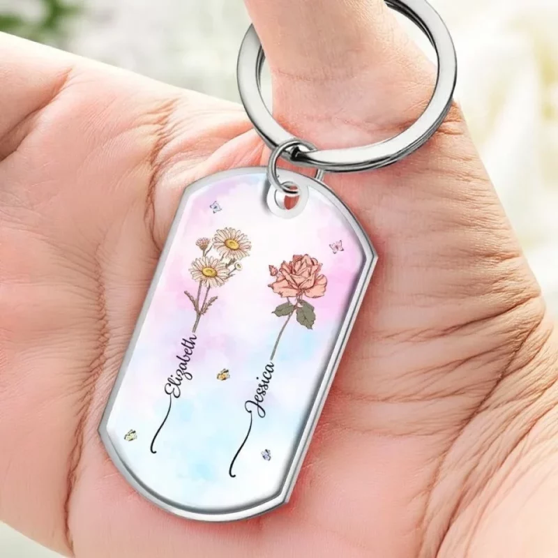 Growing Side by Side - Bestie Personalized Custom Keychain - Gift For Best Friend, Bestie - Image 3