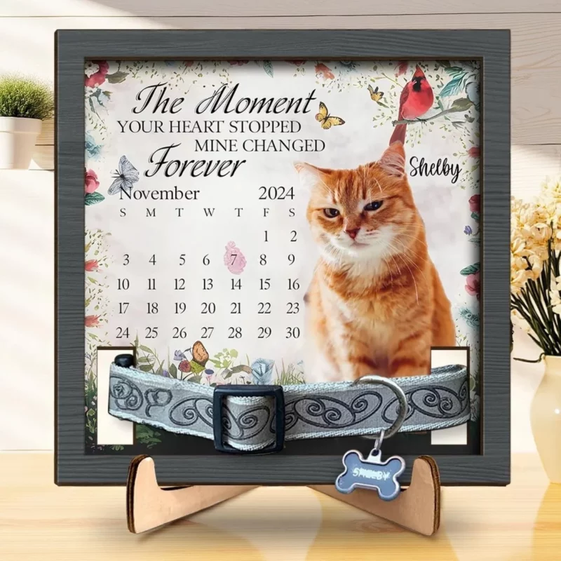 Custom Photo When Your Heart Stopped, Mine Broke - Pet Remembrance Sign with Personalized Collar Frame - A Special Gift for Pet Lovers and Those Remembering a Beloved Pet