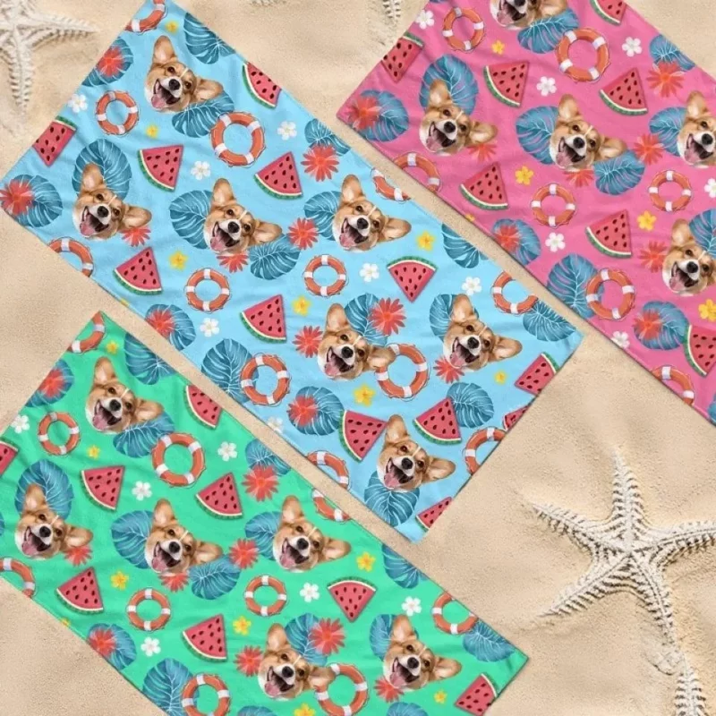Custom Photo Pawprints in the Sand - Custom Personalized Beach Towel for Dogs & Cats - Summer Vacation Gift, Gift For Family Members, Pet Owners, Pet Lovers - Image 3