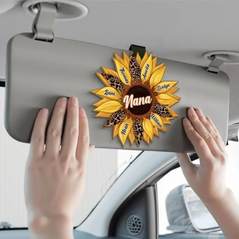 Golden Bloom - Customized Family Car Visor Clip - Mother's Day, Gift For Family Members, Mom, Grandma - Image 4