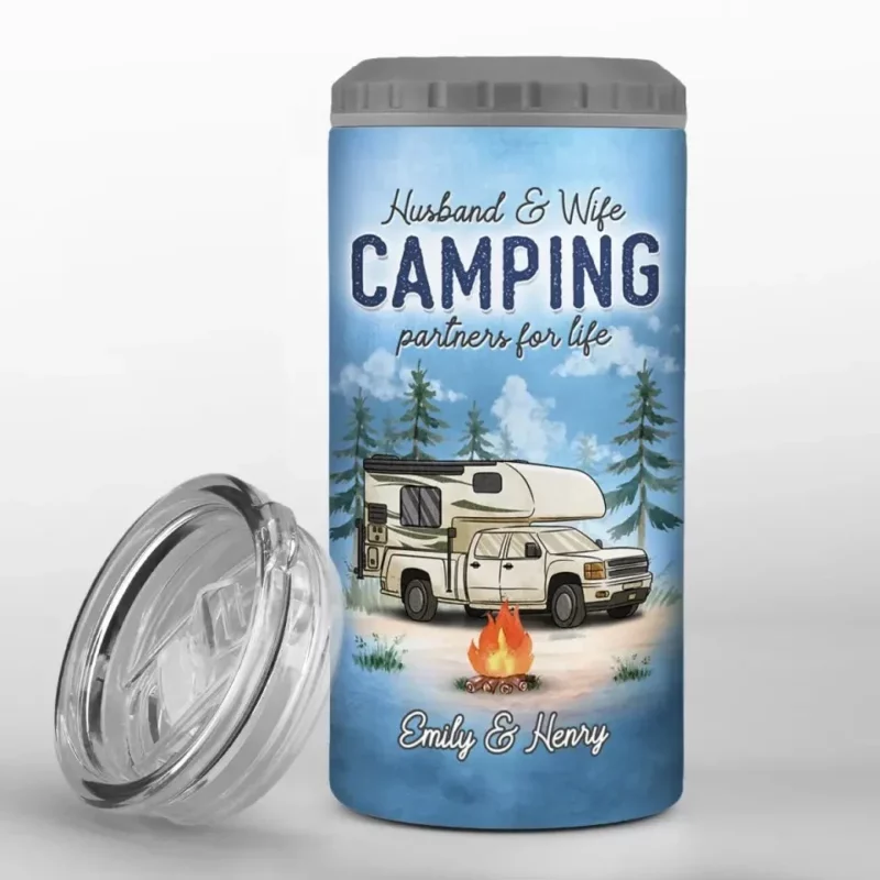 A New Start Begins Now - Couple Personalized Custom 4IN1 Can Cooler Tumbler - Gift For Husband and Wife, Camping Lovers