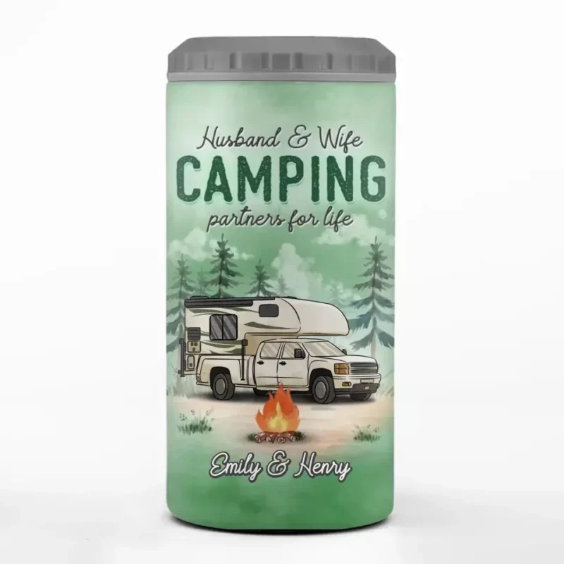 A New Start Begins Now - Couple Personalized Custom 4IN1 Can Cooler Tumbler - Gift For Husband and Wife, Camping Lovers - Image 2