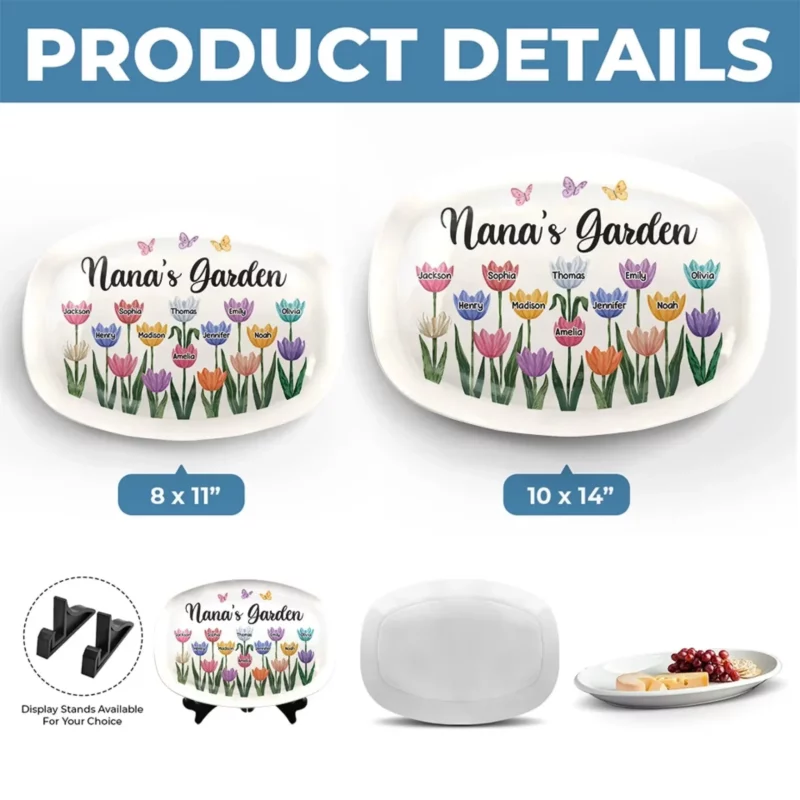 Blooming Under Her Love - Custom Engraved Family Platter - Mother's Day, Birthday Gift For Mom, Grandma - Image 5