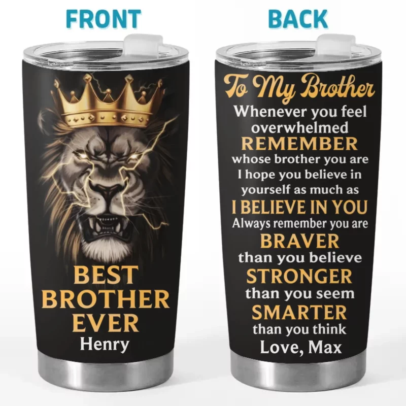 Brother, Your Power Runs Deep - Family Personalized Standard Tumbler - Celebrating the Bond of Brothers and Sisters - Image 2