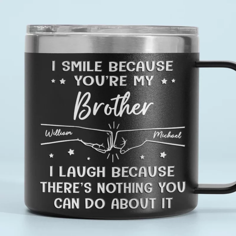 Brother by Chance, Friend by Choice - Custom Personalized 14oz Stainless Steel Tumbler with Handle for Family - A Thoughtful Gift for Your Loved Ones
