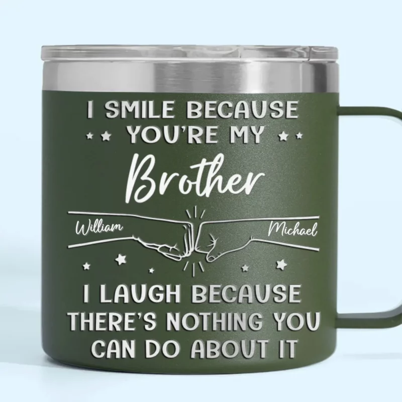 Brother by Chance, Friend by Choice - Custom Personalized 14oz Stainless Steel Tumbler with Handle for Family - A Thoughtful Gift for Your Loved Ones - Image 2