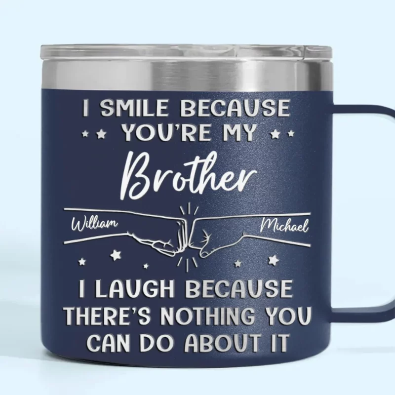 Brother by Chance, Friend by Choice - Custom Personalized 14oz Stainless Steel Tumbler with Handle for Family - A Thoughtful Gift for Your Loved Ones - Image 3