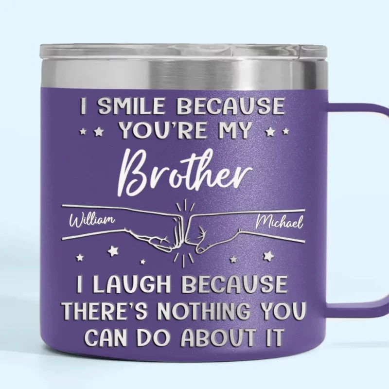Brother by Chance, Friend by Choice - Custom Personalized 14oz Stainless Steel Tumbler with Handle for Family - A Thoughtful Gift for Your Loved Ones - Image 4