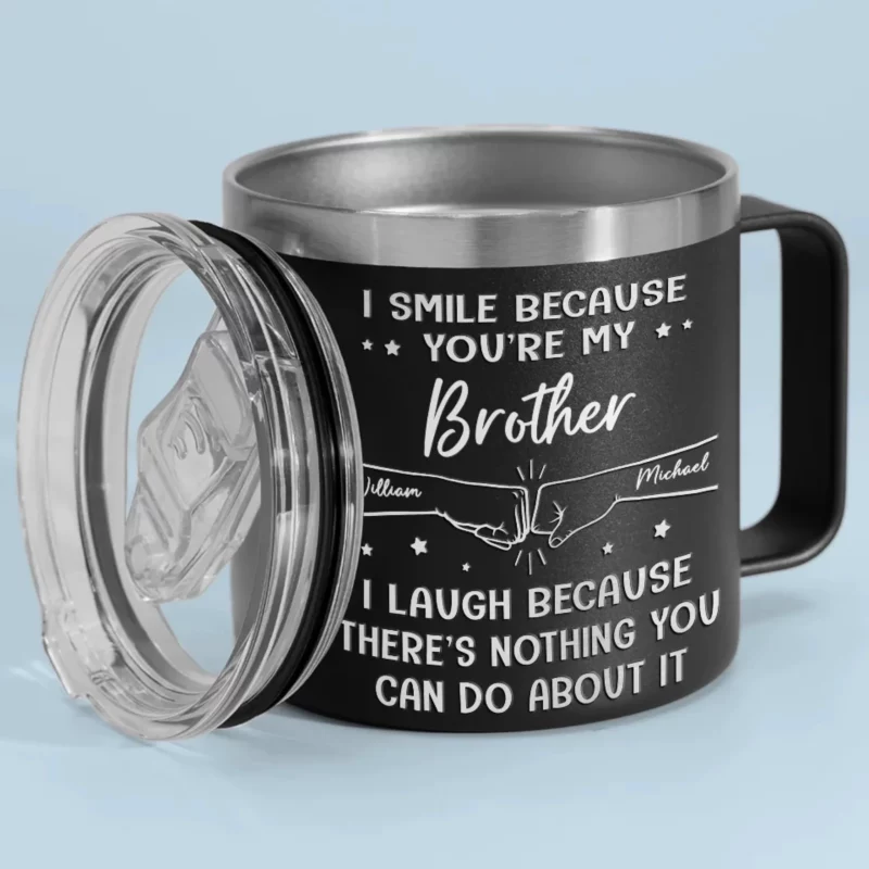 Brother by Chance, Friend by Choice - Custom Personalized 14oz Stainless Steel Tumbler with Handle for Family - A Thoughtful Gift for Your Loved Ones - Image 6