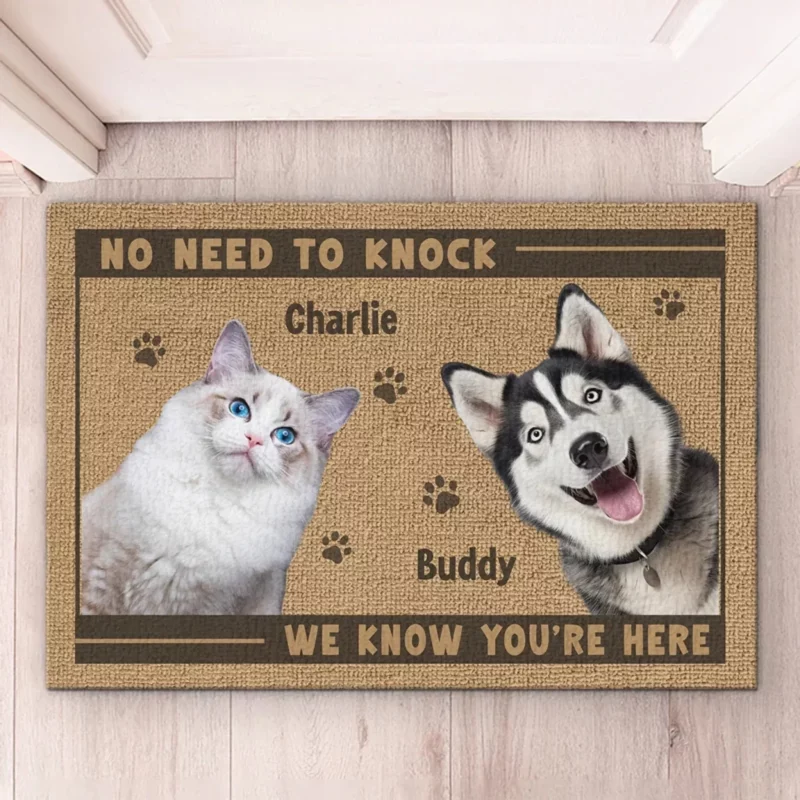 Custom Photo Pawlease Wipe Your Feet!  - Custom Dog & Cat Decorative Mat for Your Home - Perfect Housewarming Gift for Pet Owners & Animal Lovers