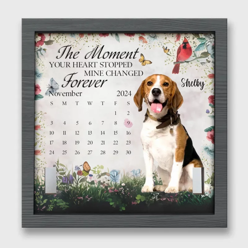 Custom Photo When Your Heart Stopped, Mine Broke - Pet Remembrance Sign with Personalized Collar Frame - A Special Gift for Pet Lovers and Those Remembering a Beloved Pet - Image 2