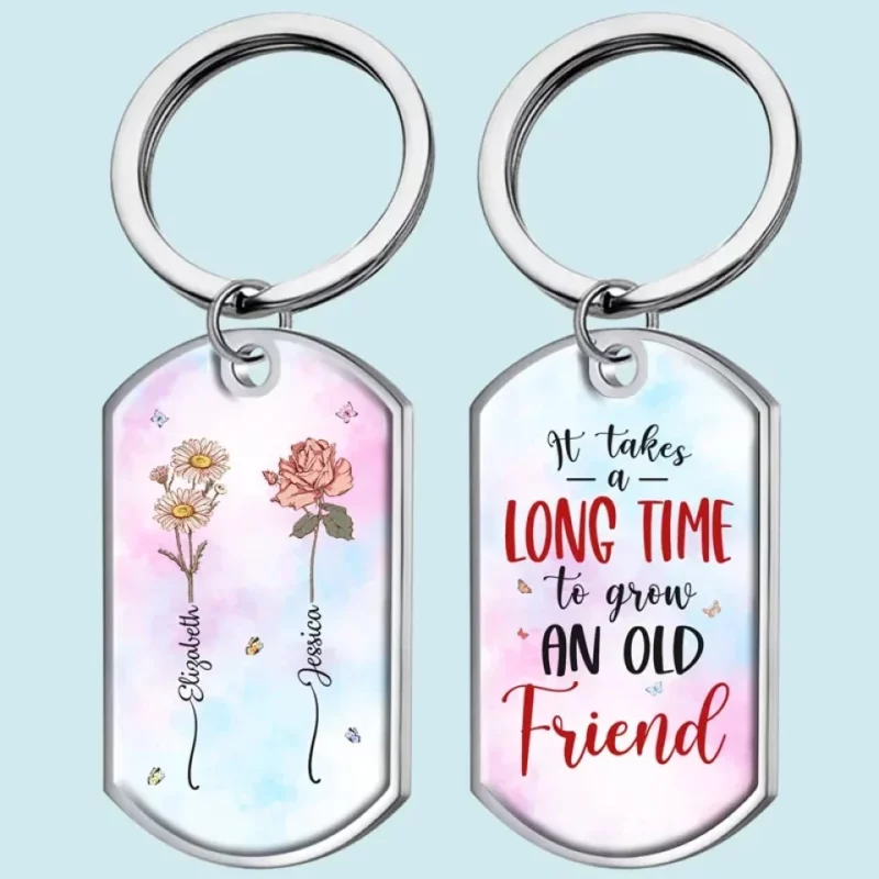 Growing Side by Side - Bestie Personalized Custom Keychain - Gift For Best Friend, Bestie