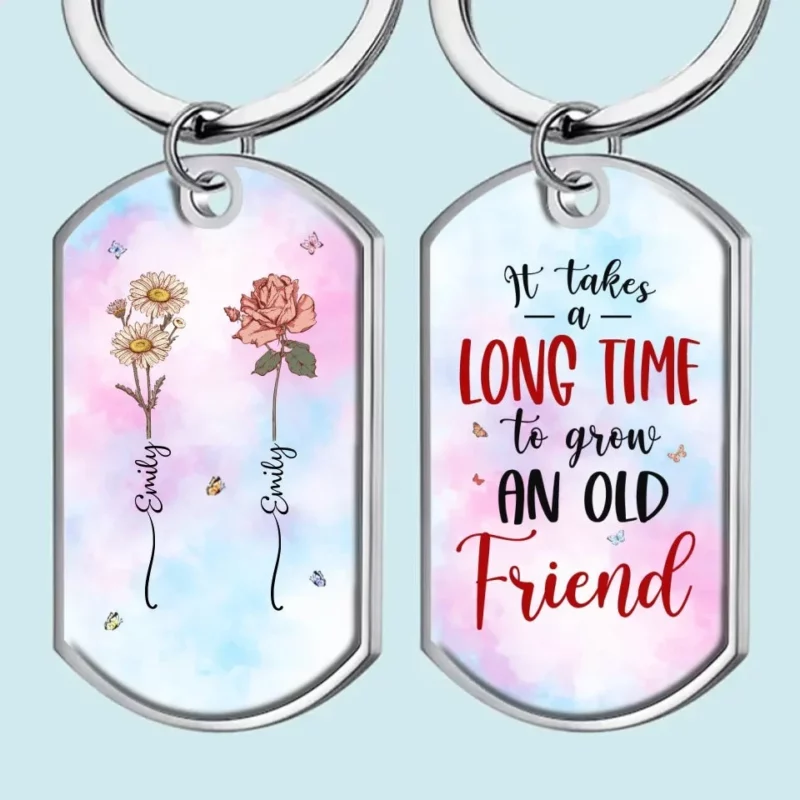 Growing Side by Side - Bestie Personalized Custom Keychain - Gift For Best Friend, Bestie - Image 2