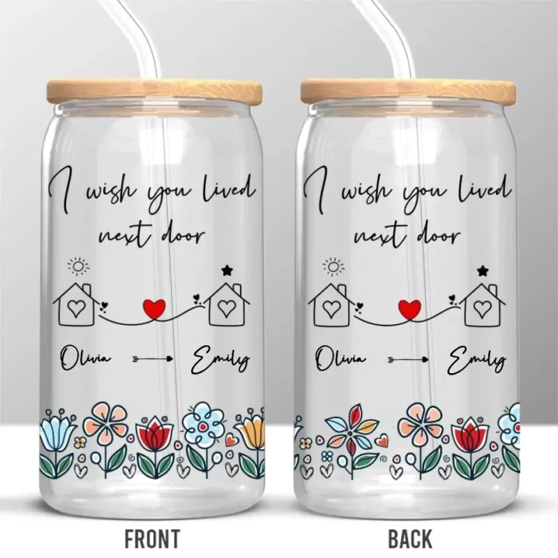 If Only You Were a Knock Away - Customizable Bestie Glass Cup for Cold Beverages - Special Gift For Bestie, BFF - Image 2
