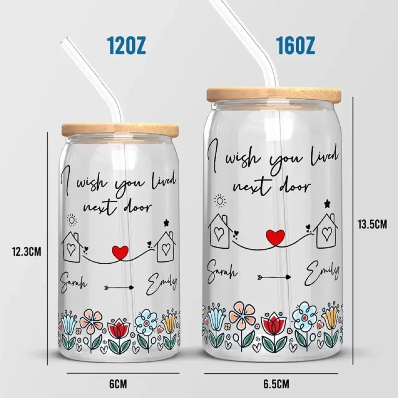 If Only You Were a Knock Away - Customizable Bestie Glass Cup for Cold Beverages - Special Gift For Bestie, BFF - Image 5