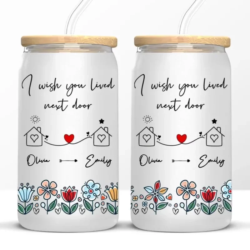 If Only You Were a Knock Away - Customizable Bestie Glass Cup for Cold Beverages - Special Gift For Bestie, BFF - Image 6