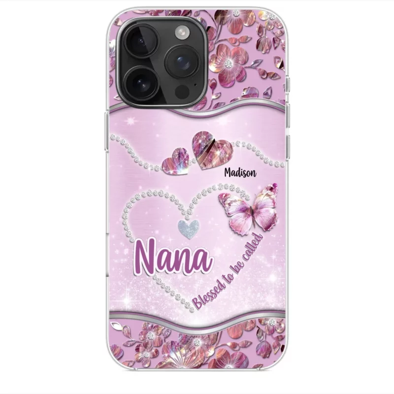 Love Grows in Nana’s Arms - Custom Clear Phone Case with Personalized Family Design - Mother's Day, Gift For Mom, Grandma - Image 2