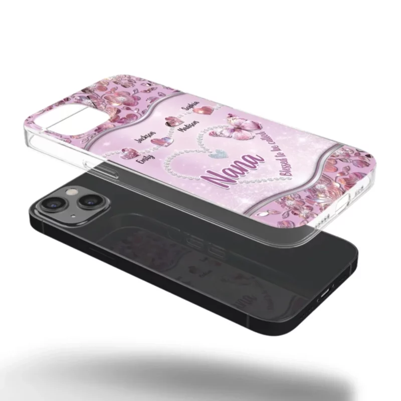 Love Grows in Nana’s Arms - Custom Clear Phone Case with Personalized Family Design - Mother's Day, Gift For Mom, Grandma - Image 4