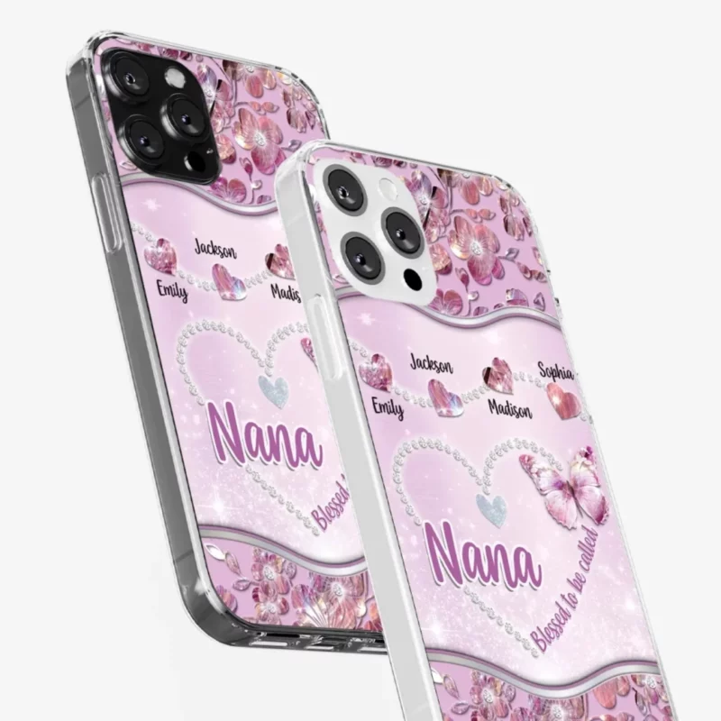 Love Grows in Nana’s Arms - Custom Clear Phone Case with Personalized Family Design - Mother's Day, Gift For Mom, Grandma - Image 5