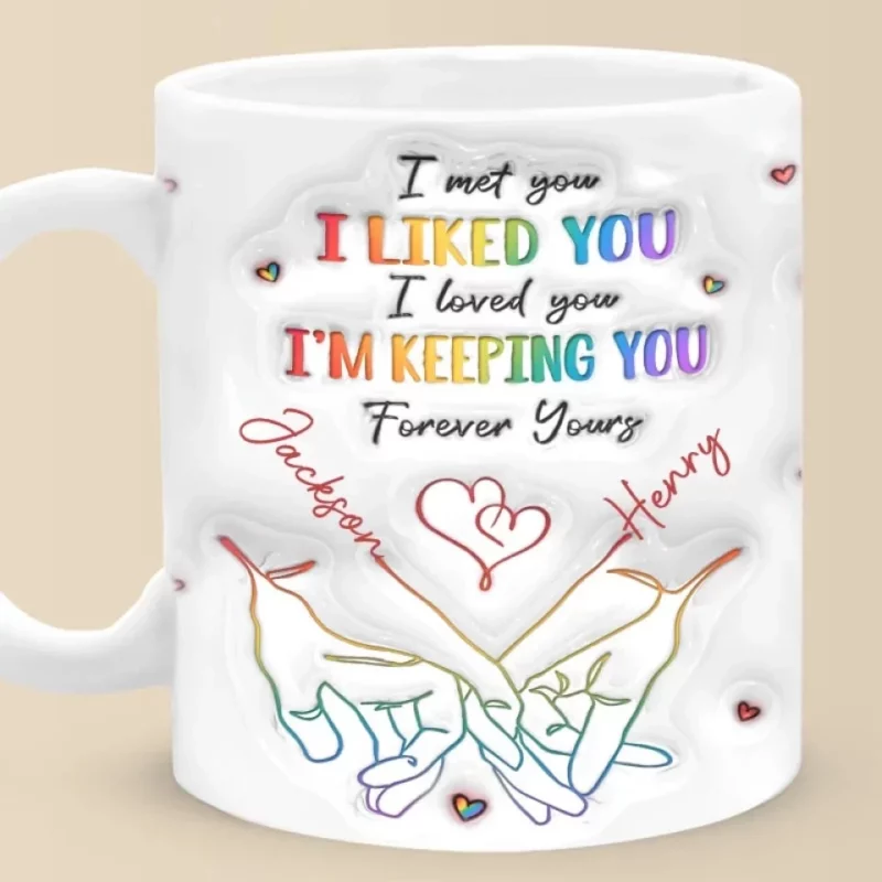 Love Sees the Soul, Not Gender - Custom 3D Inflated Effect Printed Mug for Couple - Perfect Anniversary Gift for Couples, Husband, Wife, LGBTQ+ - Image 2