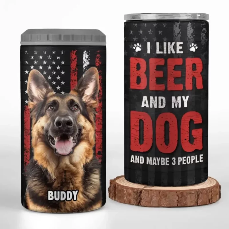Custom Photo Pause Everything, I See a Pup - Dog Personalized Custom Can Cooler Tumbler - Father's Day, Gift For Pet Owners, Pet Lovers
