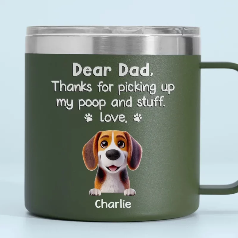 Pet Me, Treat Me, Spoil Me - Personalized Dog & Cat Design 14oz Stainless Steel Tumbler with Handle - Gift Ideas for Owners and Lovers of Pets