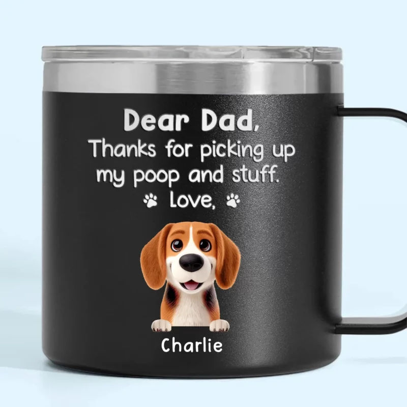 Pet Me, Treat Me, Spoil Me - Personalized Dog & Cat Design 14oz Stainless Steel Tumbler with Handle - Gift Ideas for Owners and Lovers of Pets - Image 2