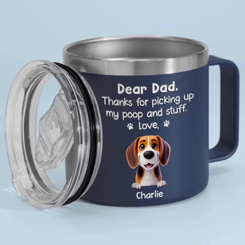 Pet Me, Treat Me, Spoil Me - Personalized Dog & Cat Design 14oz Stainless Steel Tumbler with Handle - Gift Ideas for Owners and Lovers of Pets - Image 3