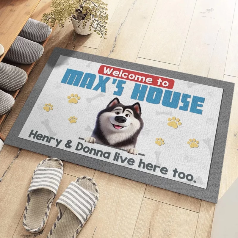 Welcome! I Let the Human Stay Here Too  - Custom Dog & Cat Decorative Mat for Your Home - Perfect Housewarming Gift for Pet Owners & Animal Lovers - Image 4