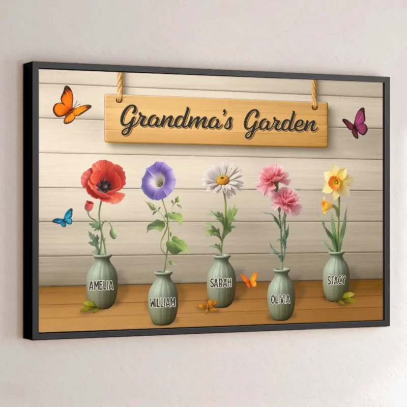 Where Joy Grows - Custom Printed Horizontal Poster with Your Design - Gift for Grandma, For Mom, Mother's Day