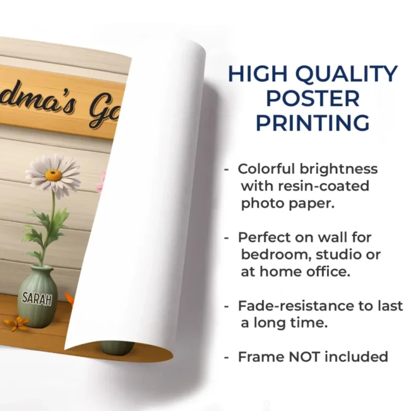 Where Joy Grows - Custom Printed Horizontal Poster with Your Design - Gift for Grandma, For Mom, Mother's Day - Image 5