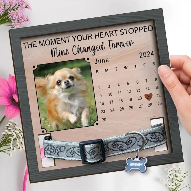 Custom Photo Half My Heart Is Missing - Pet Remembrance Sign with Personalized Collar Frame - A Special Gift for Pet Lovers and Those Remembering a Beloved Pet - Image 3