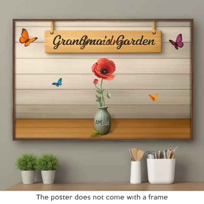 Where Joy Grows - Custom Printed Horizontal Poster with Your Design - Gift for Grandma, For Mom, Mother's Day - Image 2