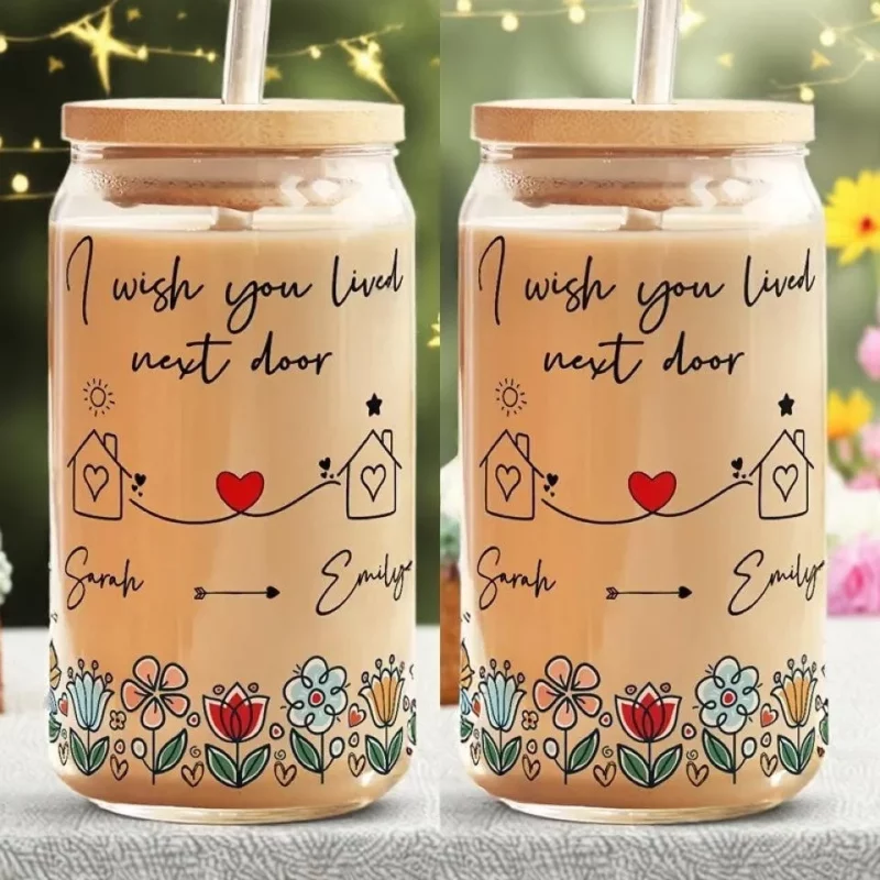 If Only You Were a Knock Away - Customizable Bestie Glass Cup for Cold Beverages - Special Gift For Bestie, BFF - Image 3