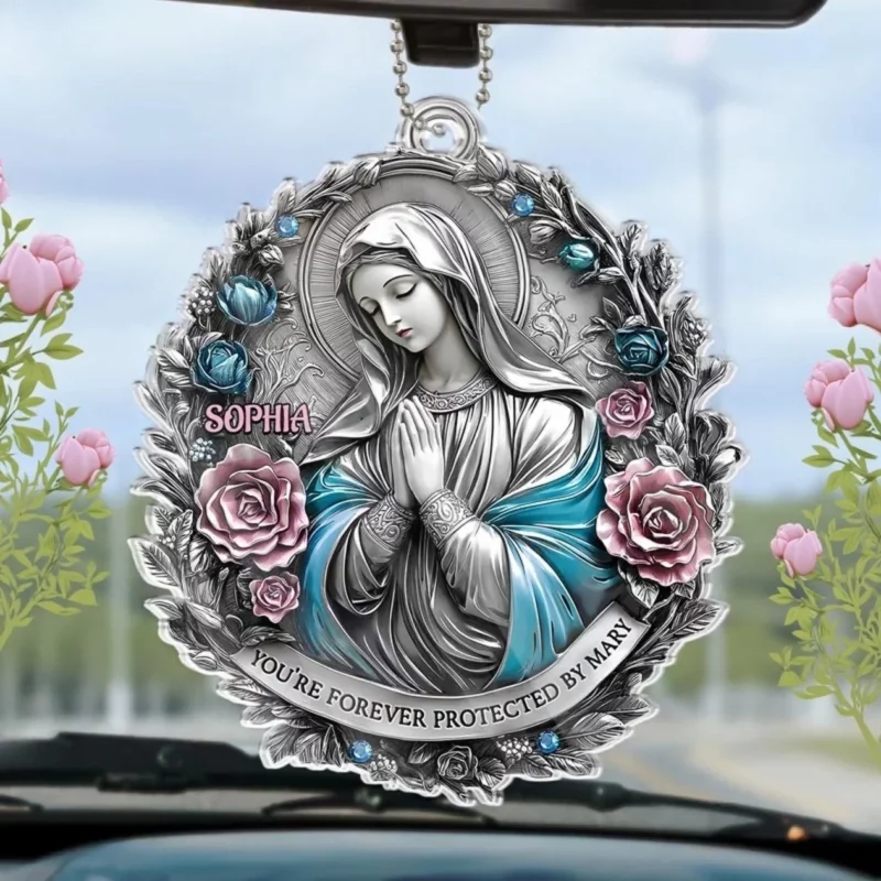 Stay with Me in Stillness - Custom Acrylic Car Ornament – Personalized Family Design - Gift For Family Members