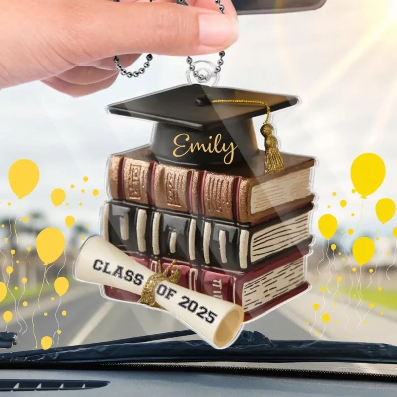 The Journey to Wisdom Begins with a Book - Custom Acrylic Car Ornament – Personalized Family Design - Celebrate Graduation with a Gift for Brothers, Sisters, and Family - Image 4