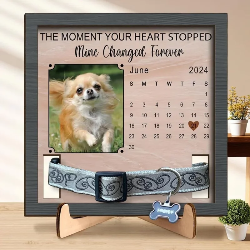 Custom Photo Half My Heart Is Missing - Pet Remembrance Sign with Personalized Collar Frame - A Special Gift for Pet Lovers and Those Remembering a Beloved Pet