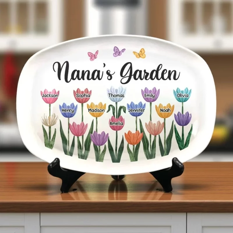 Blooming Under Her Love - Custom Engraved Family Platter - Mother's Day, Birthday Gift For Mom, Grandma - Image 4