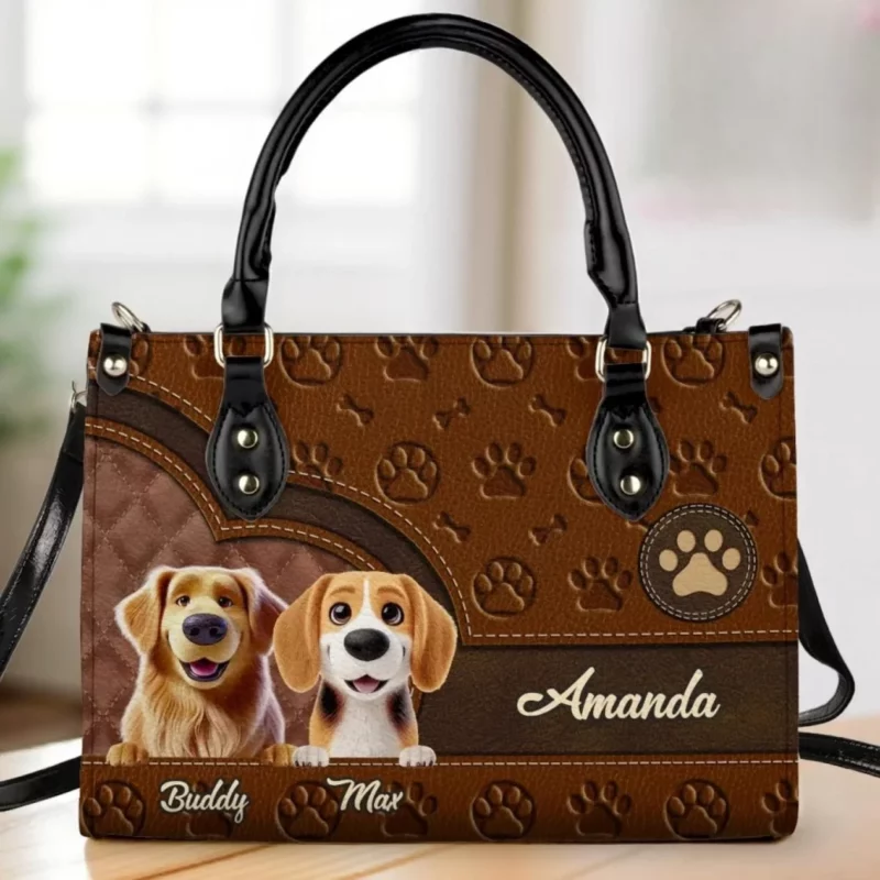 Whiskers of Love and Loyalty - Dog Custom Leather Handbag - Perfect Gifts for Pet Lovers, Pet Owner