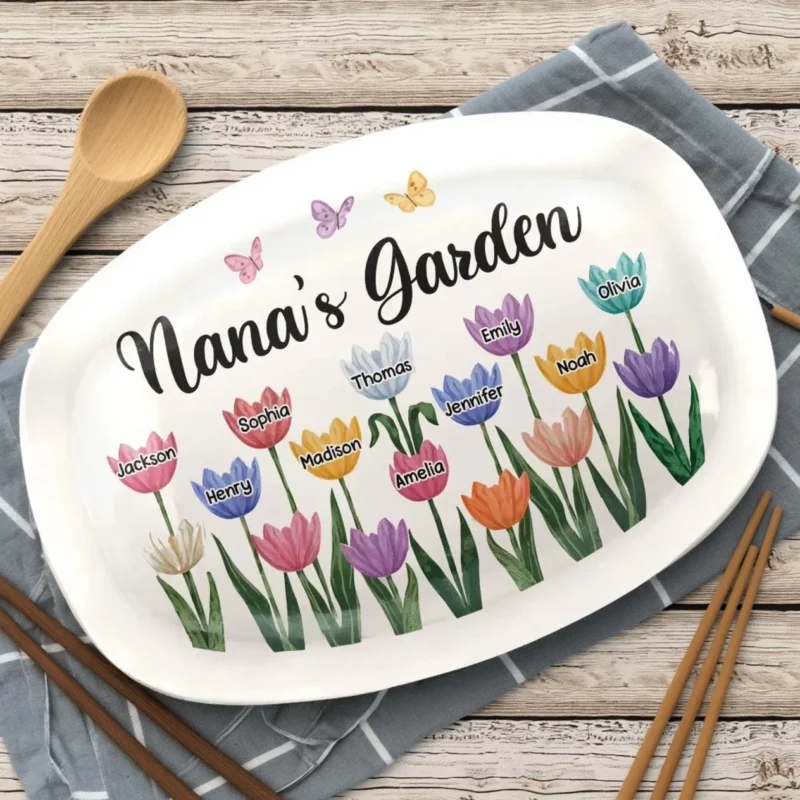 Blooming Under Her Love - Custom Engraved Family Platter - Mother's Day, Birthday Gift For Mom, Grandma - Image 3
