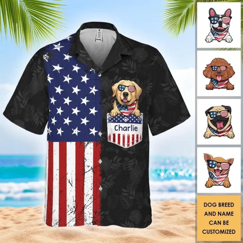 Joyful 4th of July Wishes - Custom Hawaiian Shirt  - Perfect Gift for Dad, For Pet Owners, Pet Lovers - Image 4